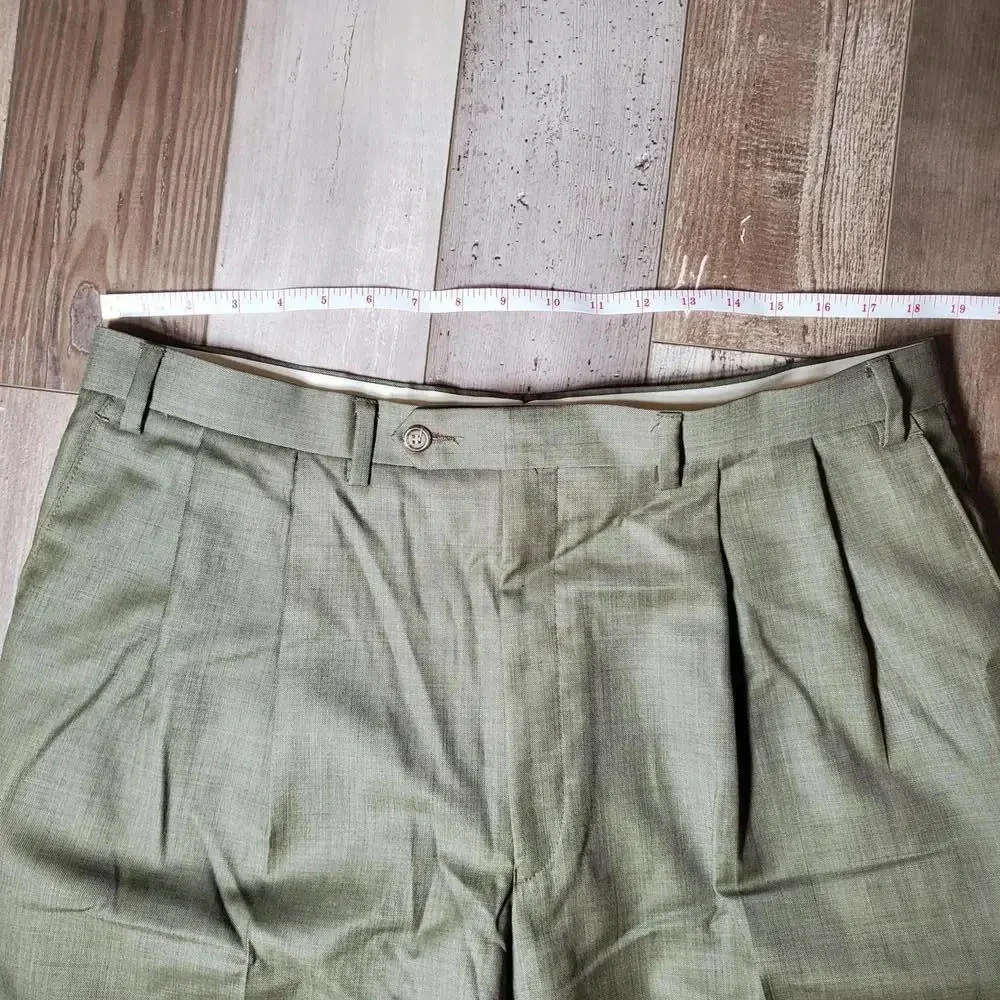 Men's Custom Tailored Cuffed Dress Pants Size 38x34 EUC Tan Beige Khaki